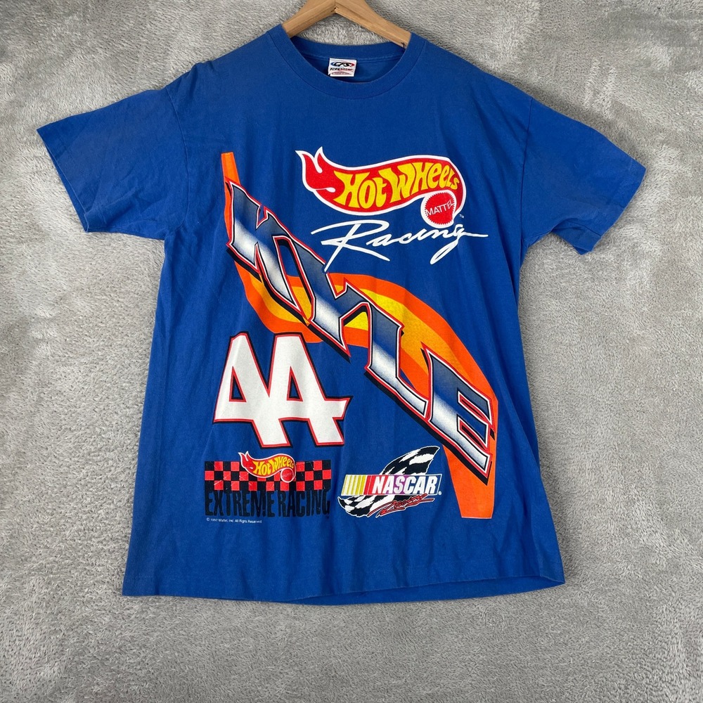 Hot Wheels Kyle Petty NASCAR Shirt Mens Large Blue Vintage 1997 Single Stitch